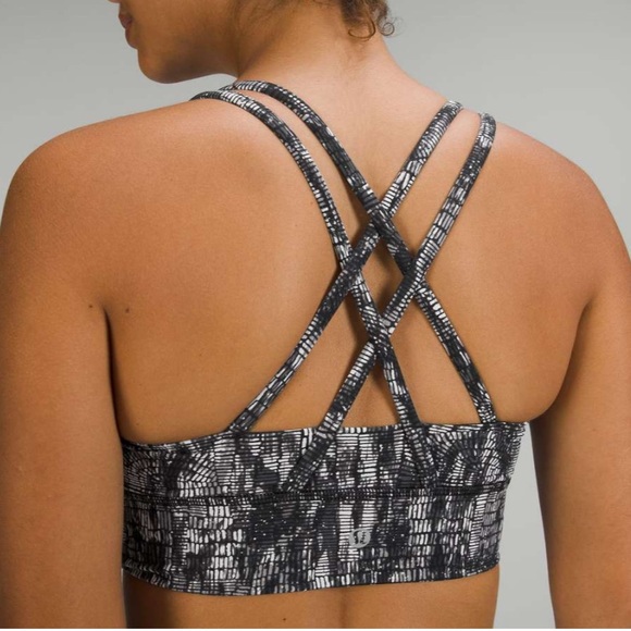 NWT Lululemon Energy Longline Bra in Lino Slide Alpine White Black Woman’s 4 - Picture 2 of 7